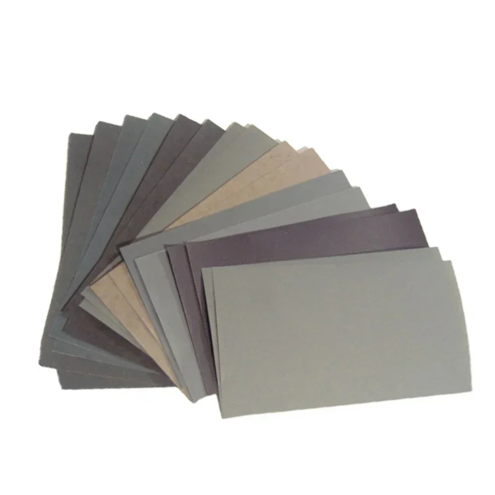 15-Pack Wet/Dry Sandpaper Set – Silicon Carbide Abrasive Sheets, Grits 400–3000