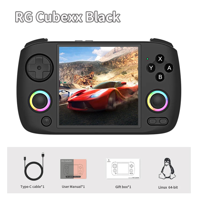 Retro Handheld Game Console 3.95\" (10.0 cm) IPS 720×720 Linux 64-bit Wi‑Fi Bluetooth RGB Joysticks 32GB Expandable to 512GB