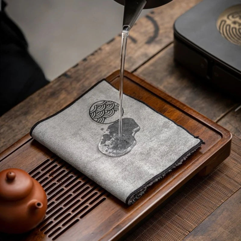 Absorbent Tea Towel for Tea Ceremony Cotton + Suede Tea Cloth 29.2 x 17 cm (11.5 x 6.7 in)