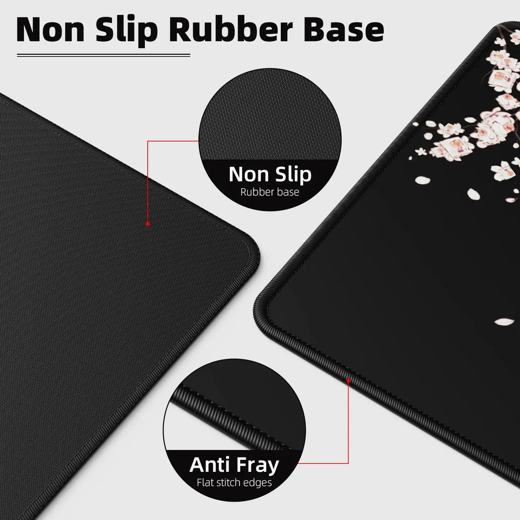 Extended Large Mouse Pad for Desk & Gaming — Stitched Edges, Non-Slip Rubber Base | Sizes 60×30–90×40 cm (23.7×11.8–35.4×15.8 in)