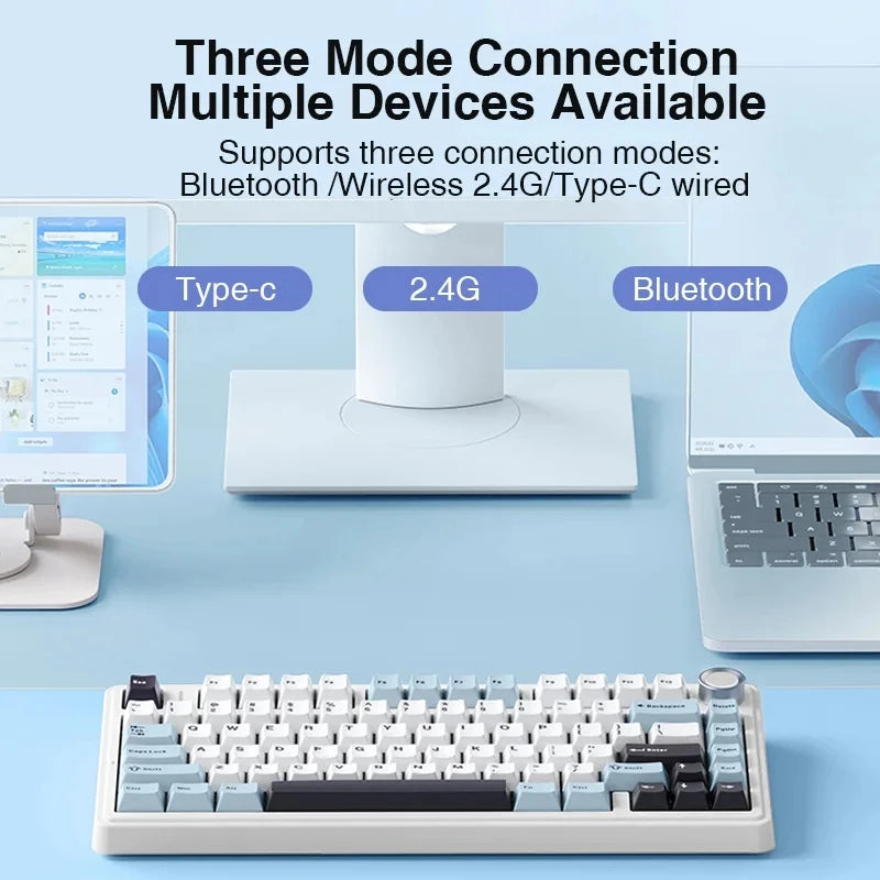 75% RGB Mechanical Gaming Keyboard — 78-Key Hot-Swappable Gasket Mount, 2.4G Wireless/Bluetooth/Wired, OEM Profile