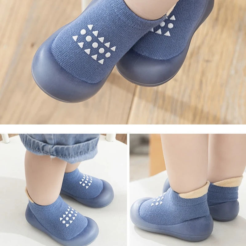 Combed Cotton Anti-Slip Breathable Soft Sole Baby First Walker Shoes Mesh Floor Socks