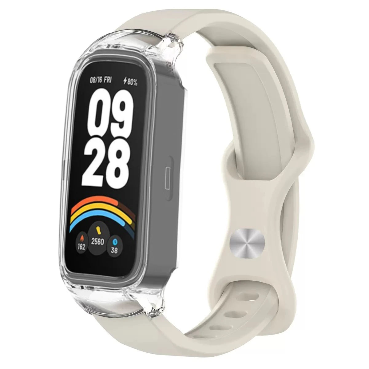 Silicone Watch Band and PC Protective Case for Smart Fitness Trackers - Unisex Replacement Strap