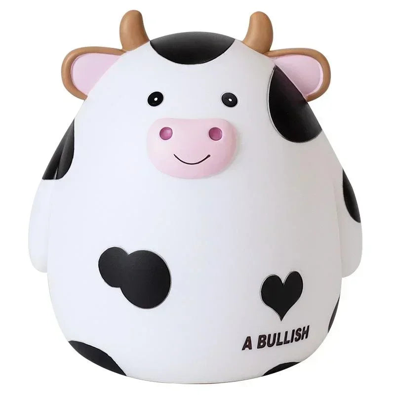 Cute Cartoon Cow Piggy Bank Resin Calf Coin Bank for Kids — 6.3 x 5.7 x 4.9 in (16 x 14.5 x 12.5 cm)