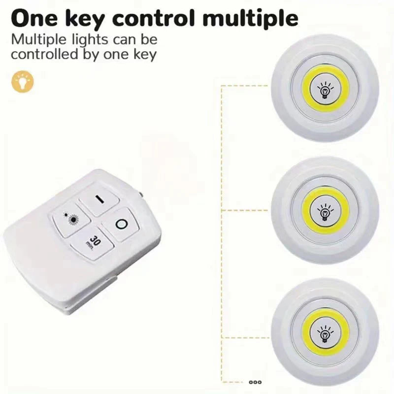 Dimmable Battery-Operated LED Under-Cabinet Light with Remote — Closet, Wardrobe & Bathroom Night Lamp