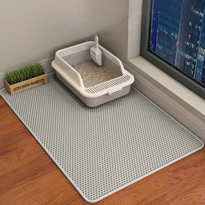 60 x 90 cm (24 x 35 in) Waterproof Double-Layer Cat Litter Mat – Non-Slip Washable EVA Pet Litter Tray Pad