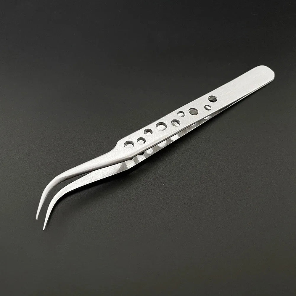 Anti-Static Precision Stainless Steel Tweezers Set - Curved & Straight Tips for Electronics & Phone Repair