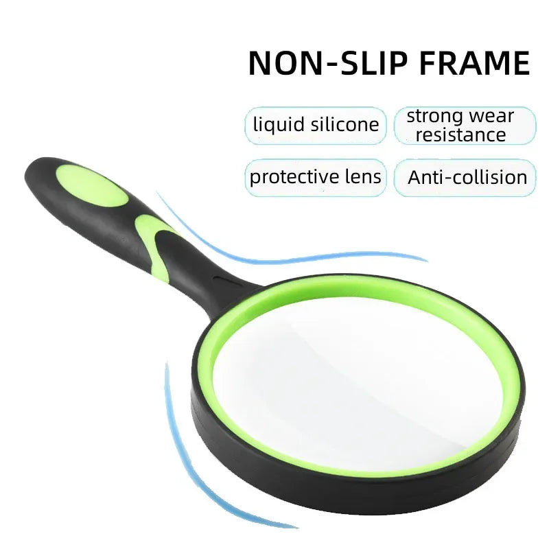 10X Handheld Reading Magnifier 50mm (1.97 in) Lens — Portable Magnifying Glass for Kids & Seniors, Reading & Nature Exploration