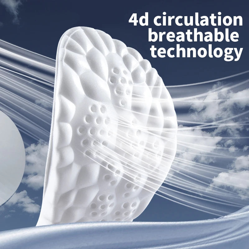 4D Cloud PU Memory Foam Insoles – Breathable Shock-Absorbing Trim-to-Fit Orthopedic Sports & Running Shoe Inserts
