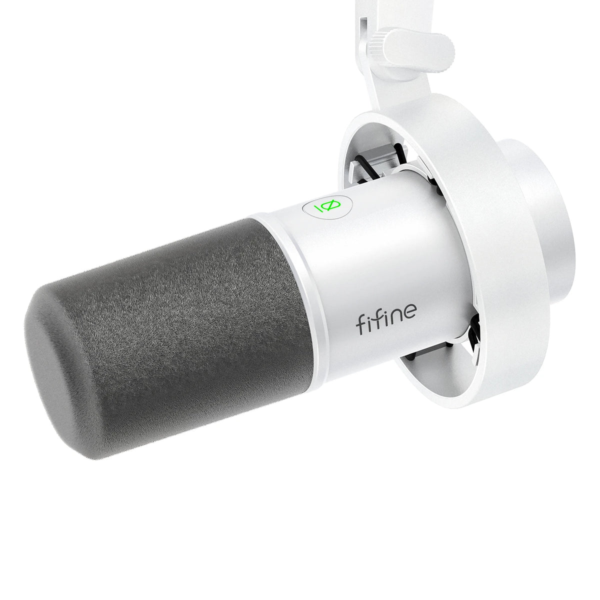 USB/XLR Dynamic Streaming Microphone with Gain Knob, Touch Mute & Headphone Jack - White