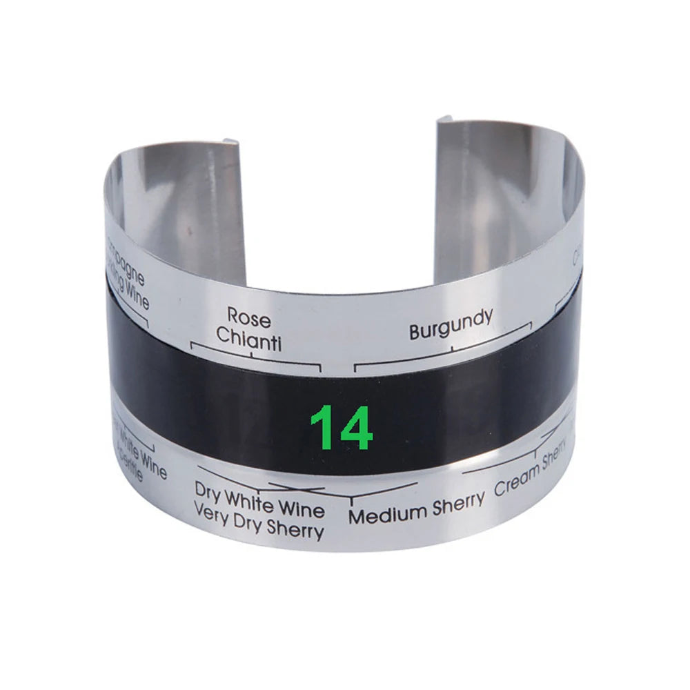 Stainless Steel Snap-On Wine Thermometer Collar – LCD Bottle Temperature Clip for Wine, Champagne & Beer