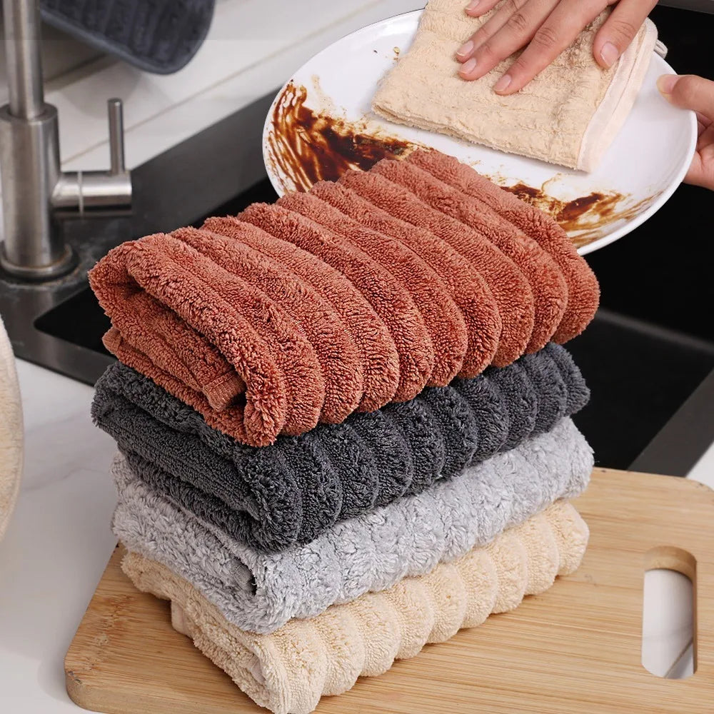 Coral Fleece Hand Towel - Ultra Absorbent Microfiber Kitchen Cloth, Hangable & Durable, 28.5 x 30 cm (11.2 x 11.8 in), 1/2/3/5-Pack