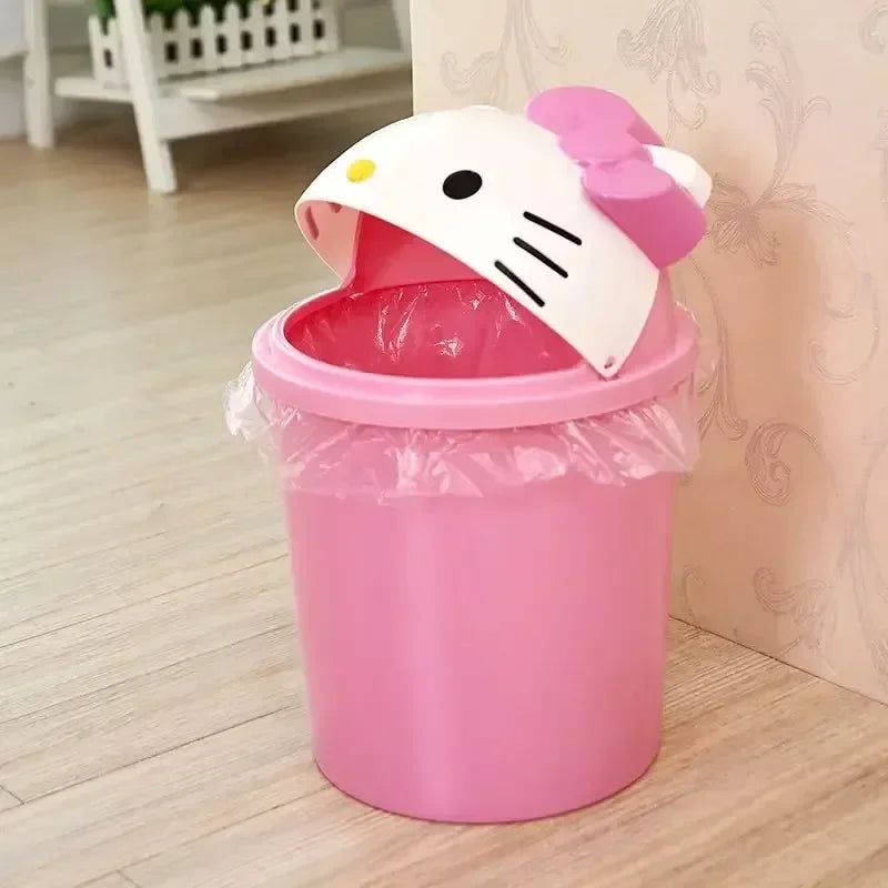 Kawaii Cat Dustbin Trash Can – Cute PVC Character Bin for Bedroom & Living Room, 21 cm (8.3 in) or 37 cm (14.6 in)