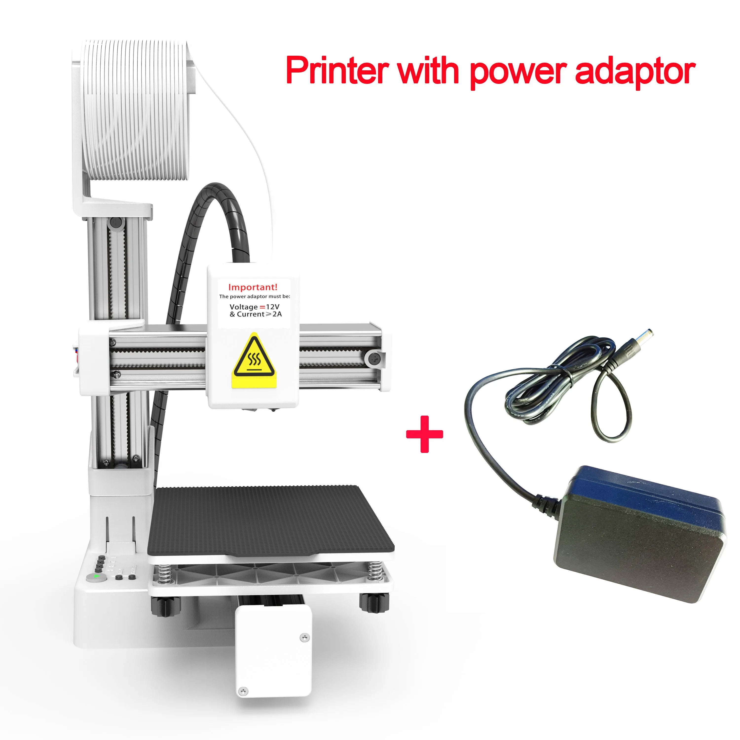 Entry-Level 3D Printer – PLA & TPU 1.75mm Filament Compatible, 100×100×100 mm (3.94×3.94×3.94 in) Build, Includes 12V Power Adapter