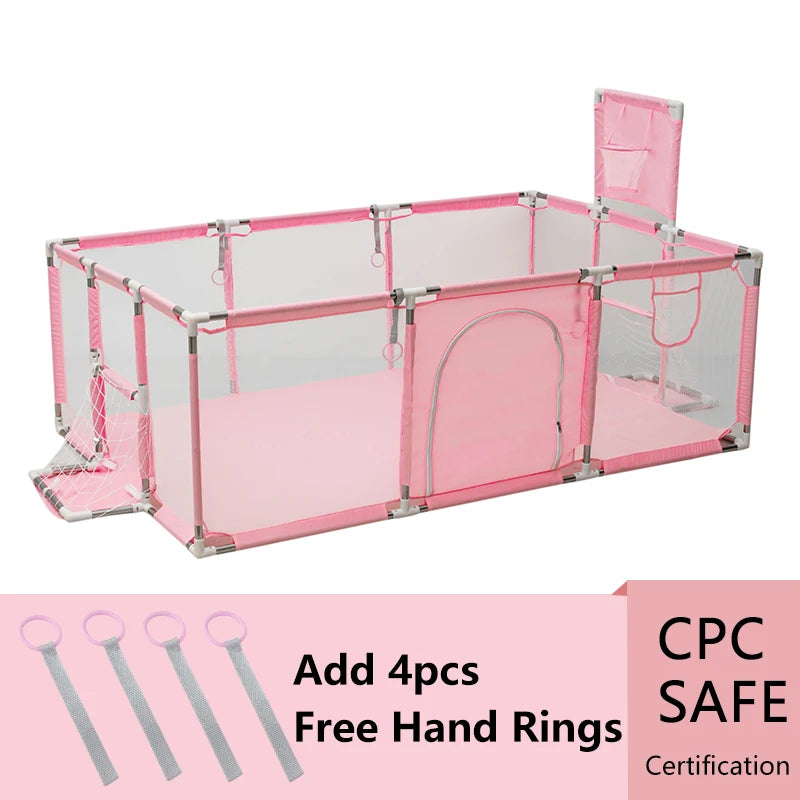 Large Playpen 107 x 235 x 129 cm (42.1 x 92.5 x 50.8 in) Safety Play Yard Indoor Outdoor Toddler Ball Pool & Soft-Padded Kids Play Area, Ages 0–6Y
