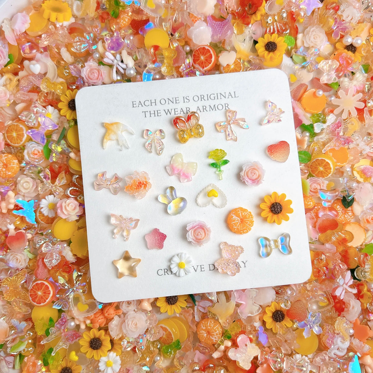 60PCS Resin Nail Charms Mix — Hearts, Dragonflies, Stars, Butterflies & Flowers for Nail Art