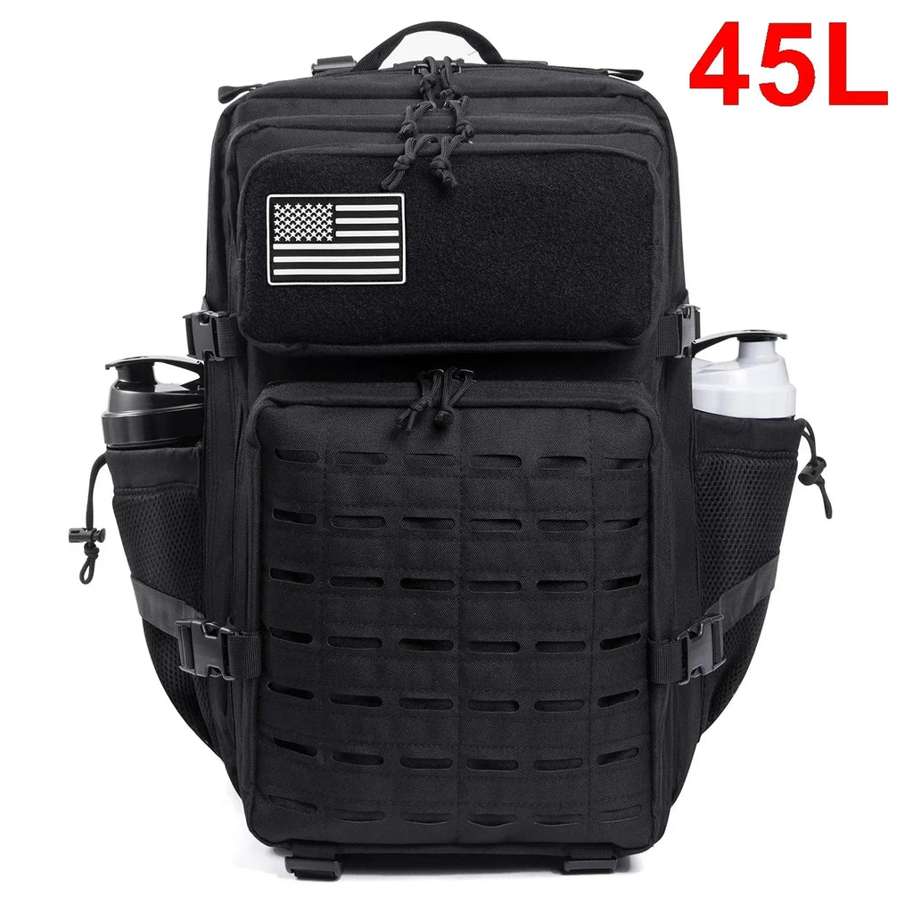 25L & 45L Tactical Backpack for Men & Women – Laser-Cut MOLLE Hiking Daypack, School & Gym Rucksack with Dual Bottle Holders