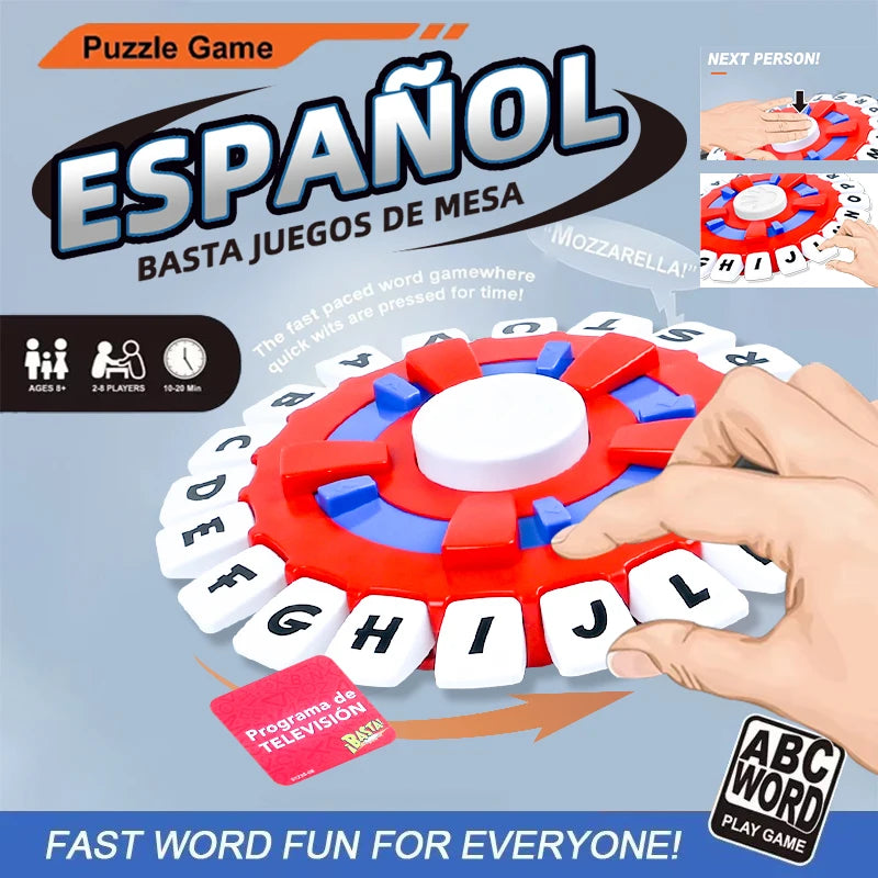 Basta Spanish Word Game – Fast-Paced Family & Party Board Game for Adults & Kids, Letter Learning Juego de Mesa