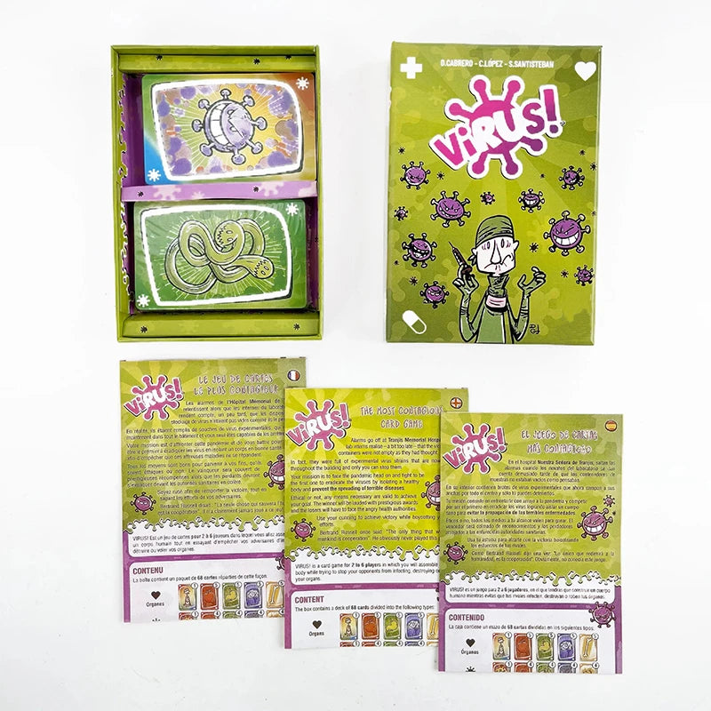 Virus 1-2-3 Board Game - Fast-Paced Family Party Card Game (Spanish & English)