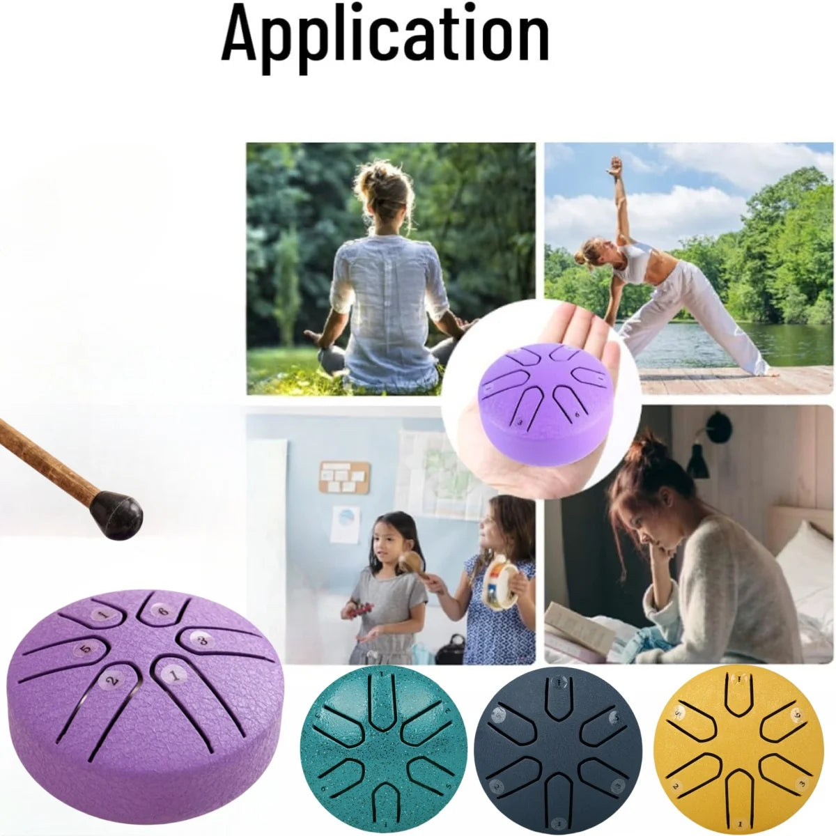 3-Inch (7.6 cm) 6-Tone Steel Tongue Drum - Mini Handpan with Drumstick, Beginner-Friendly Percussion Set