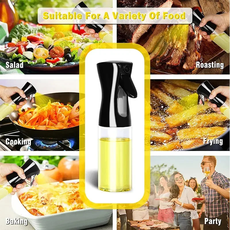 Oil Spray Bottle & Oil Brush — Nebulizing Kitchen Mister, 200/300/500 ml (6.8/10.1/16.9 fl oz) for Cooking, BBQ & Baking