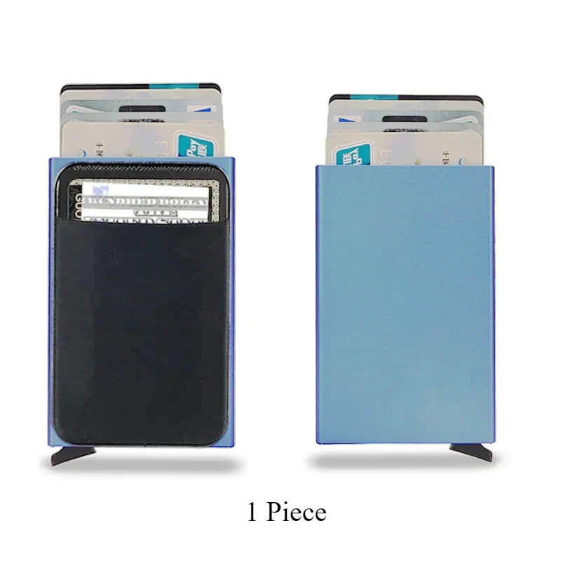 Slim RFID Blocking Credit Card Holder Wallet for Men Anti-Theft Metal Money Card Case
