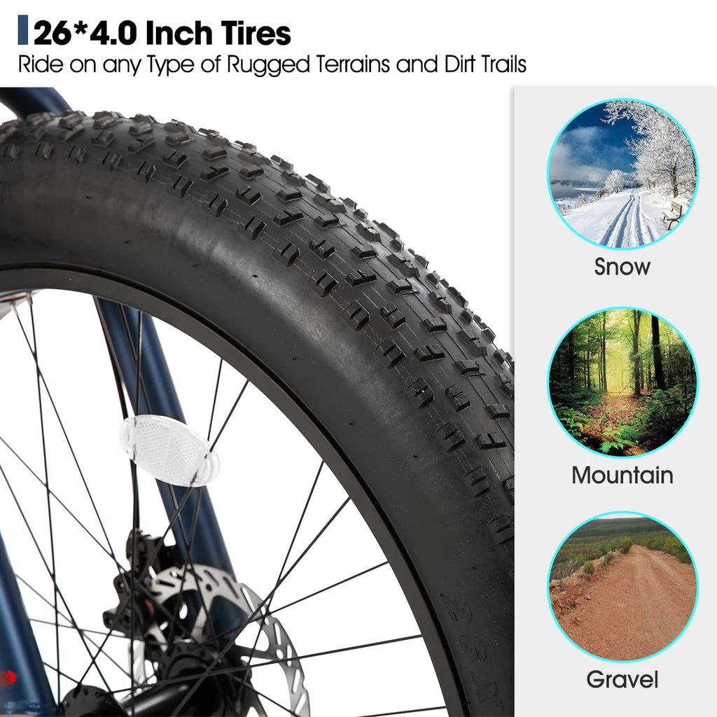 20-Inch (500mm) Kids Fat Tire Mountain Bike – 7-Speed, Dual Disc Brakes, Ages 5+
