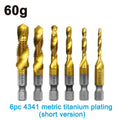 6-Piece HSS 4341 Titanium-Plated Tap and Drill Combo Set Integrated Machine Taps and Chamfer Tools