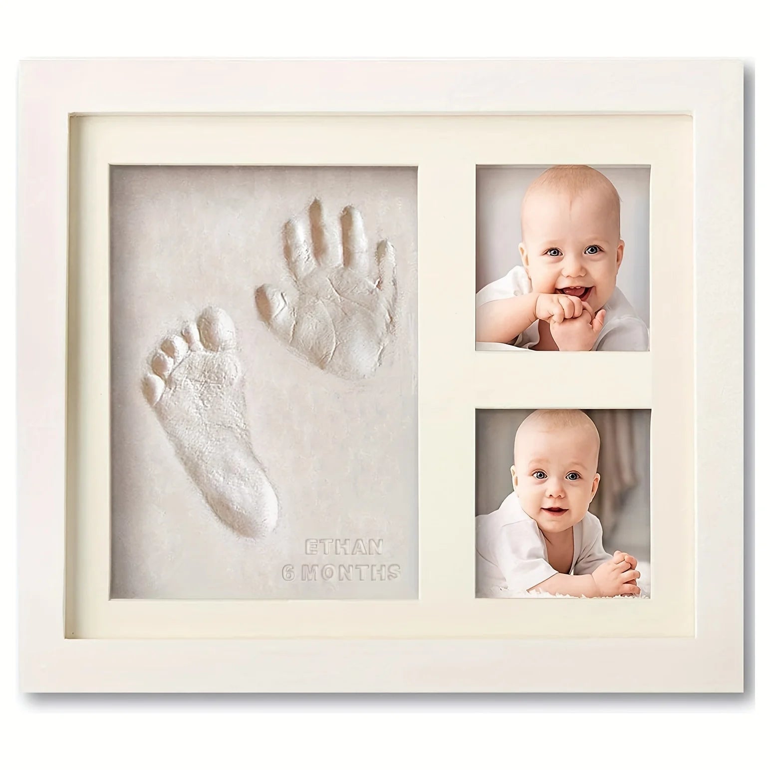 Baby Hand & Footprint Clay Photo Frame Kit – Keepsake Memory Frame 11 x 9 in (28 x 23 cm) – Newborn Gift for Boys & Girls