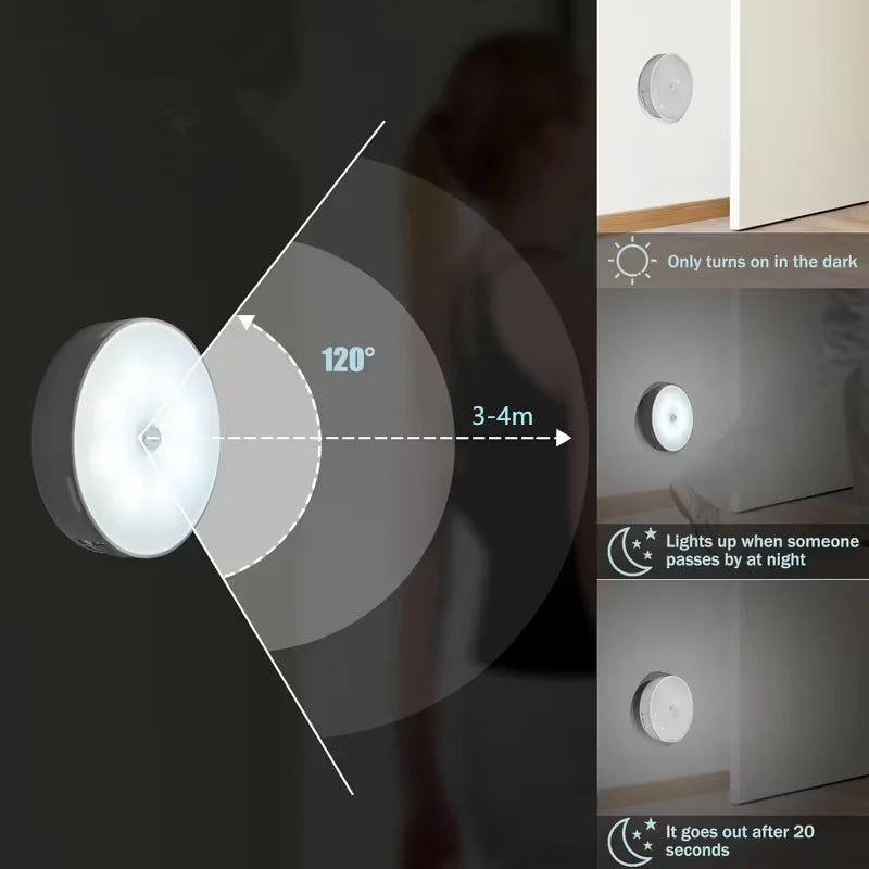 3-Pack Motion Sensor Night Lights - Wireless Rechargeable LED Detector Lamps for Bedroom, Staircase, Closet & Hallway