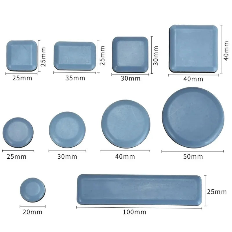4-Pack Self-Adhesive Furniture Sliders PTFE Felt Floor Protectors - Anti-Scratch Glide Pads for Carpet, Wood, Tile