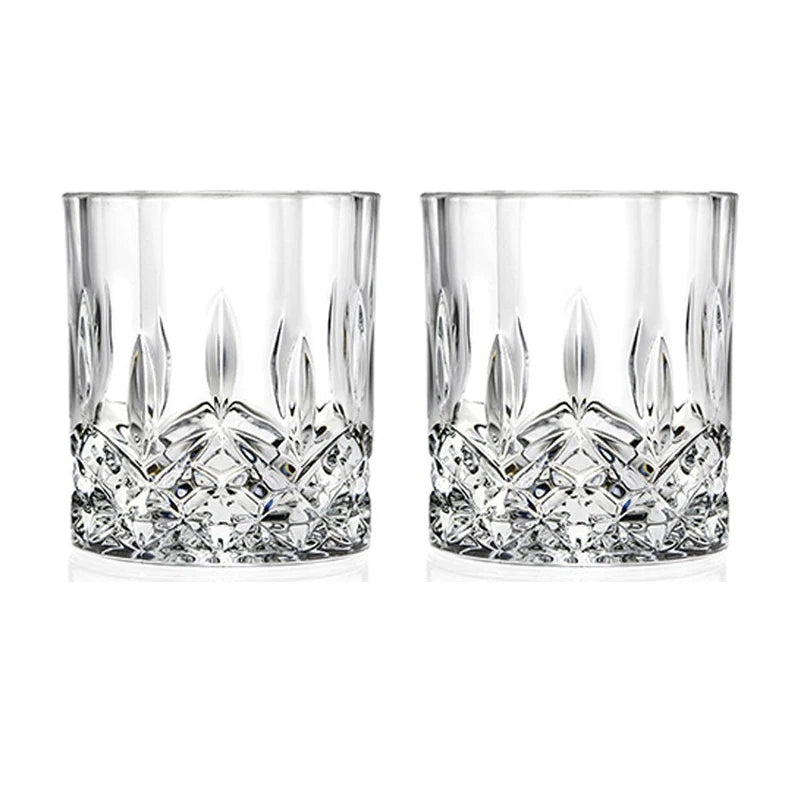 Embossed Crystal Whiskey Tumbler 230ml (7.8 fl oz) - Available in 1/2/4/6-Pack for Bar & Home