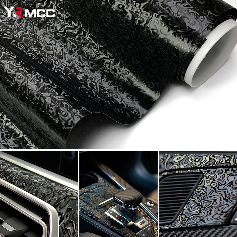 Black Carbon Fiber Vinyl Film Wrap 10/20/30/40/50cm x 150cm PVC Self-Adhesive Waterproof Car & Motorcycle Sticker
