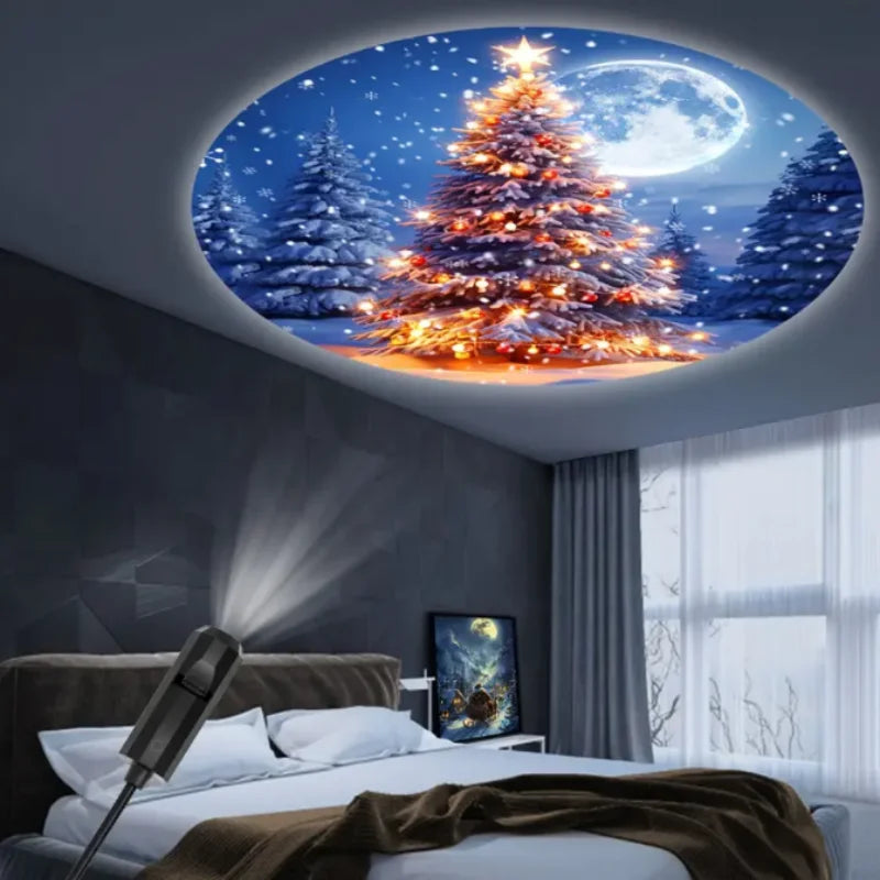 Christmas LED Projector Light 3/6/24 Projection Patterns Adjustable Santa & Tree Night Light Holiday Decor