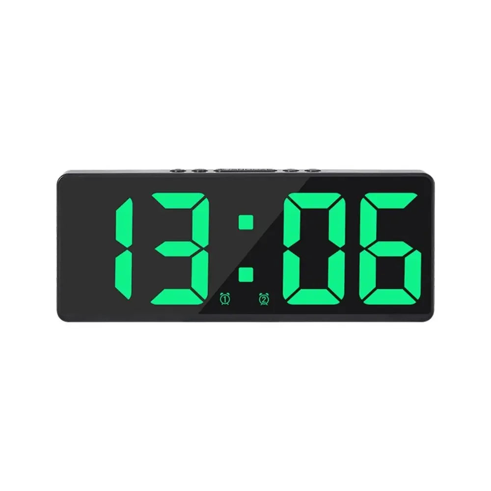 LED Digital Alarm Clock with Large Numbers, Color Nightlight, Temperature & Calendar, Voice-Activated, USB-Powered