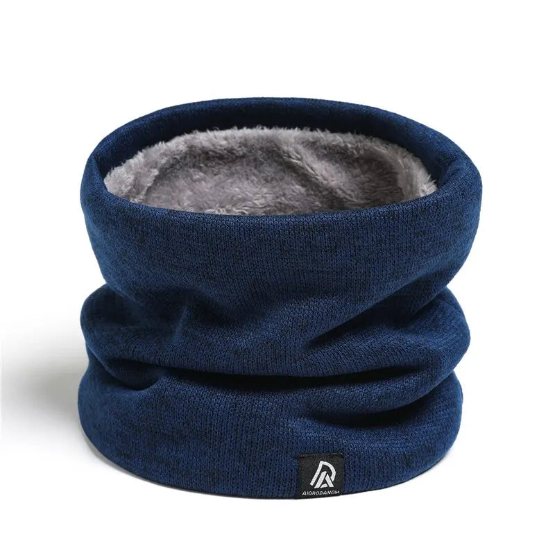 Unisex Cashmere-Like Plush Ring Scarf Knitted Snood Neck Warmer with Face Mask