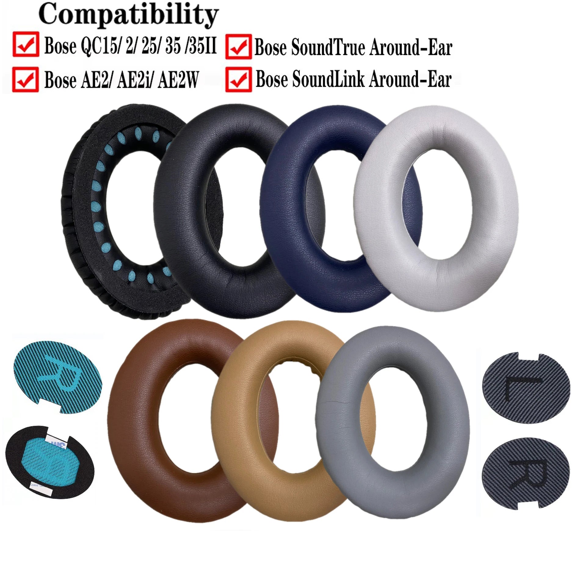 Replacement Ear Pads for Over-Ear Headphones - PU Leather Memory Foam Ear Cushions, 1 Pair