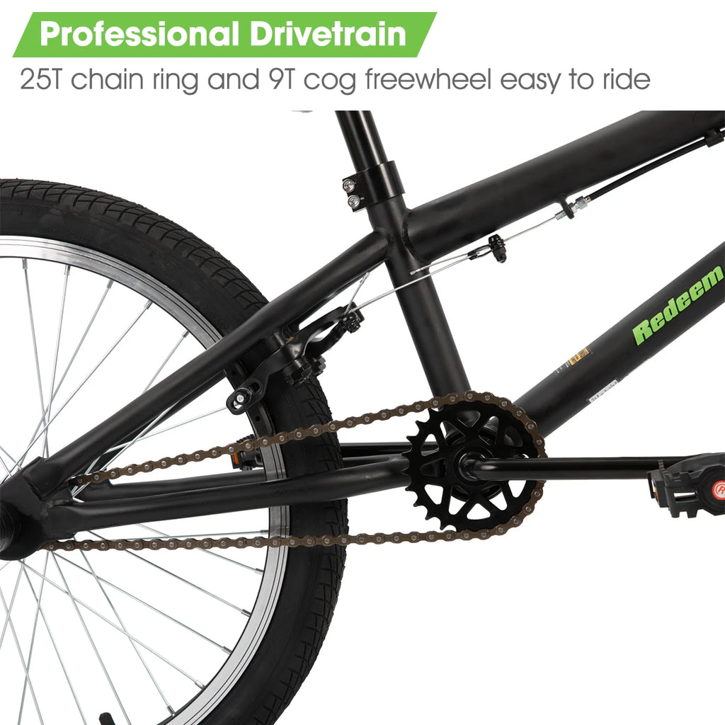 20-Inch (500 mm) Kids Freestyle BMX Bike with 360° Rotor & 4 Pegs — 19.75-inch Top Tube, Double U-Brakes