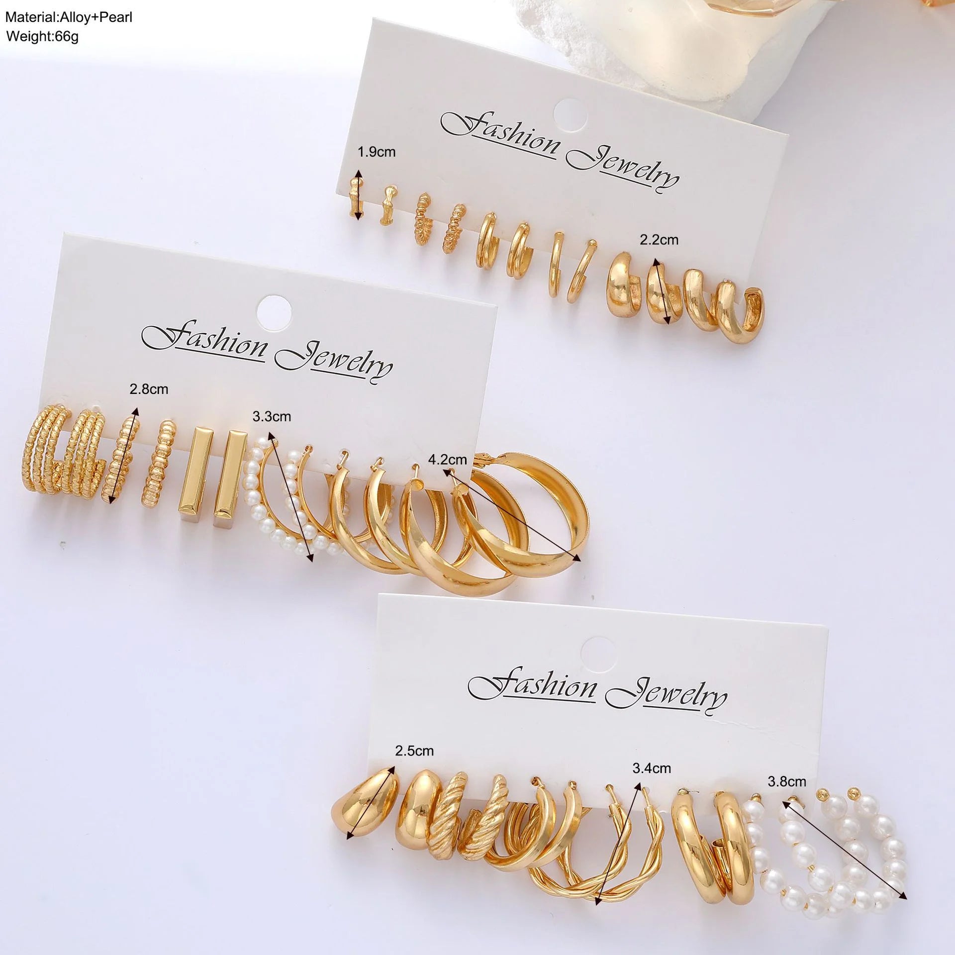 Geometric Hoop Earring Set for Women - Bohemian Pearl & Gold Drop Earrings, Vintage Punk Daily Wear Jewelry Gift
