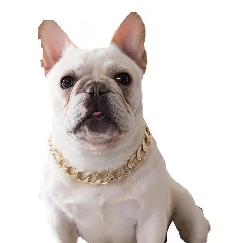 Gold Chain Dog Collar Necklace – Small & Medium Decorative Pet Collar Jewelry