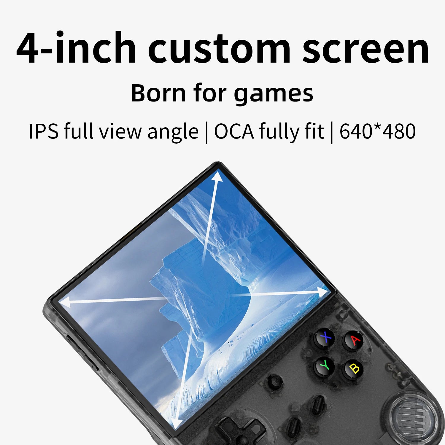 Handheld Retro Game Console - Linux 64‑bit, 4.0-inch (10.16 cm) IPS 640x480, RGB Joystick, HDMI Output, Wi‑Fi & Bluetooth, 64GB