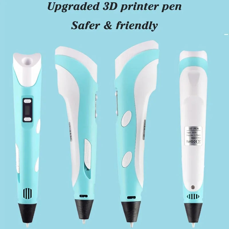 3D Printing Pen with LED Display – PLA 1.75mm Compatible, Adjustable Temp & Speed, USB 5V/2A Kids DIY Art Tool
