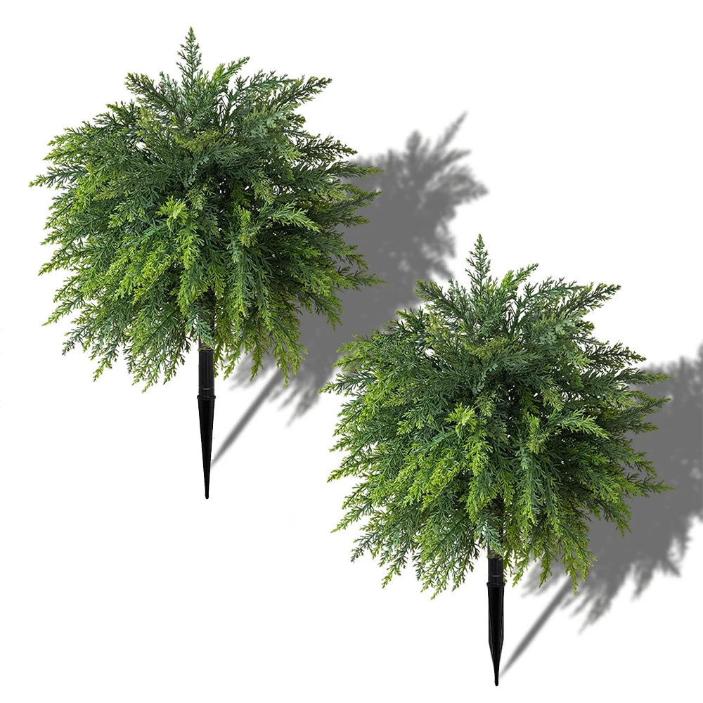 Artificial Cypress Topiary with Ground Spike – UV Resistant Faux Cedar Shrub for Front Porch & Outdoor Decor