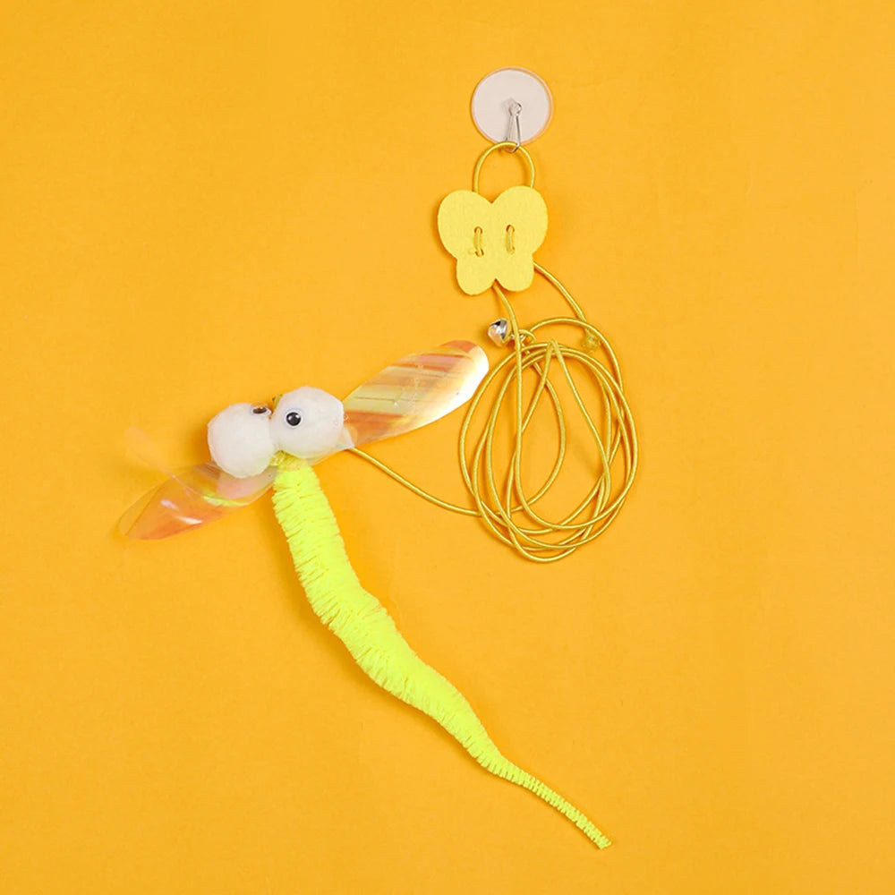 Adjustable Hanging Feather Cat Toy for Door – Elastic Rope Interactive Teaser for Cats & Small Dogs 10–65 in (25–165 cm)