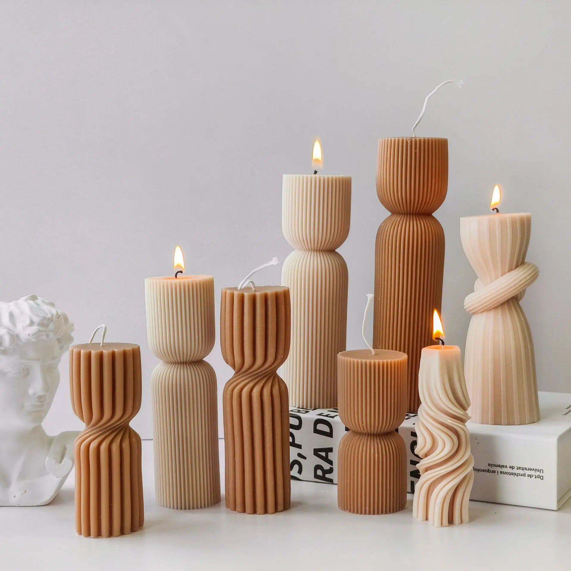 Striped Cylinder Silicone Candle Mold for DIY Pillar, Soy Wax, Plaster & Resin Crafts