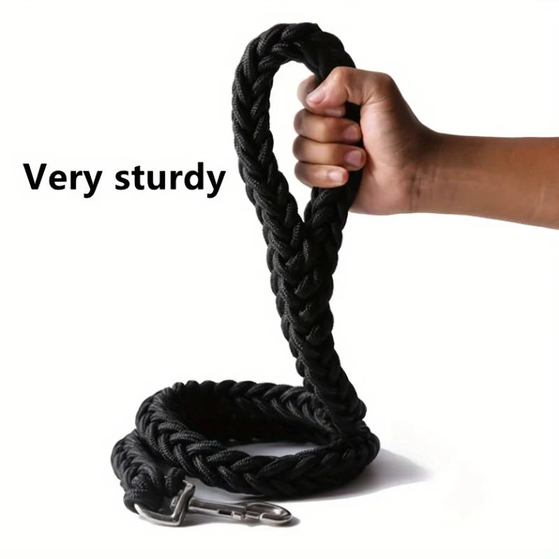 Durable Braided Nylon Dog Training Leash for Large Dogs - Comfortable Walking Lead