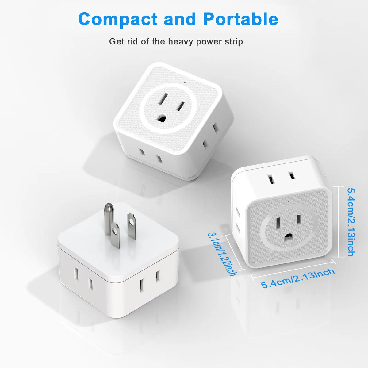 5-Way Outlet Extender Plug Adapter – Compact Multi-Plug Wall Splitter for Travel, Home, Office, Dorm (US Plug, 110–250V)