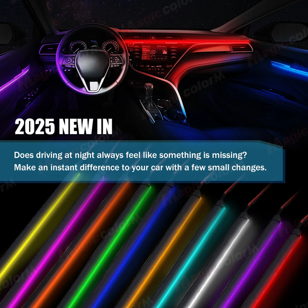 Car Interior Ambient LED Strip 110cm (43.3in), Universal DIY Flexible Cuttable Acrylic Lighting