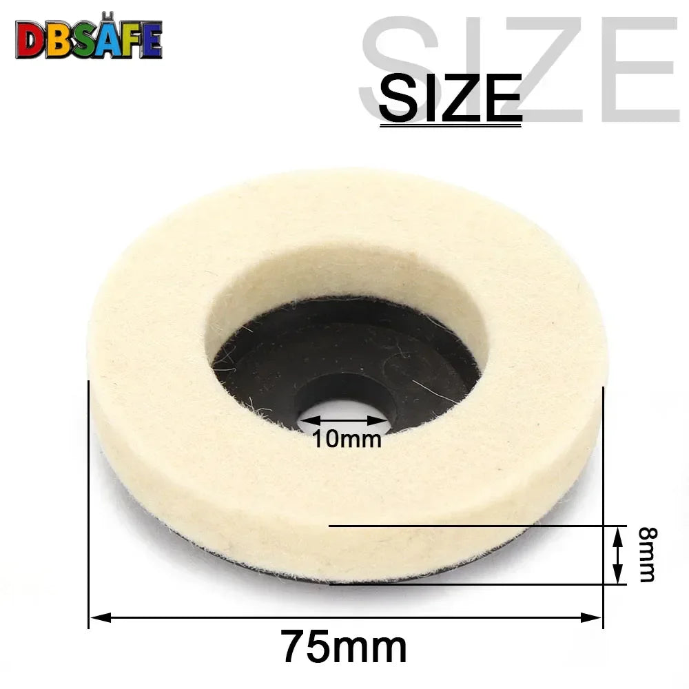 Wool Felt Polishing Wheel 50/75 mm (2.0 in / 3.0 in) Angle Grinder Disc for Metal Marble Glass Ceramic - 1pc