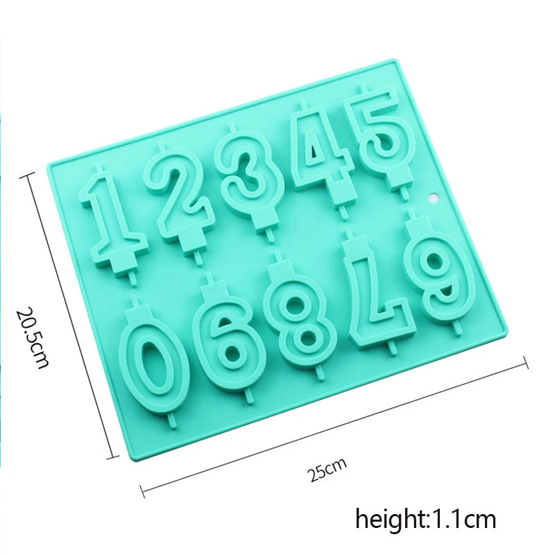 3D Arabic Number Silicone Mold for Birthday Candles, Fondant & Chocolate – Cake Decorating Mold 9.8 x 8.1 x 0.4 in (25 x 20.5 x 1.1 cm)